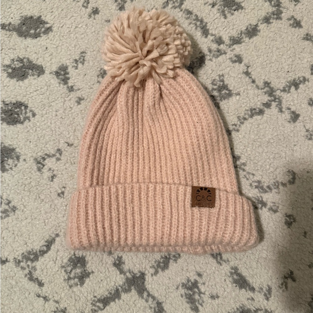 C.C Pink Knit Pom Beanie